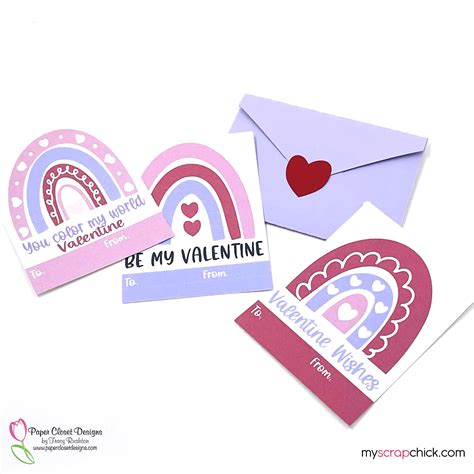 Valentine Rainbow Printable Cards And Envelope My Scrap Chick