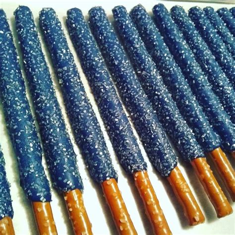 Chocolate Covered Pretzel Rods Royal Blue Navy And Silver Crystals