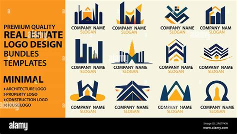 Premium Quality Real Estate Logo Design Bundles Templates Minimal Flat