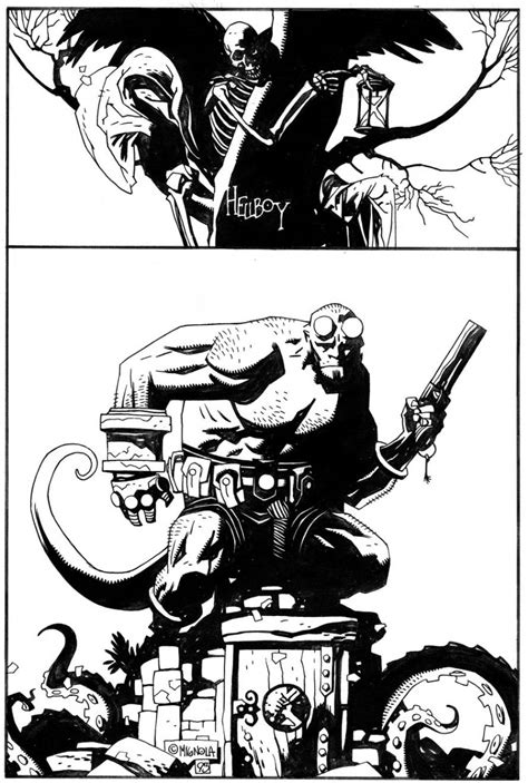 Early Hellboy Pin Up Comic Art Mike Mignola Art