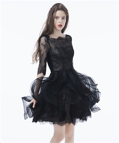 Sexy 2017 Black Gothic Homecoming Dresses Short Prom Dress With 34