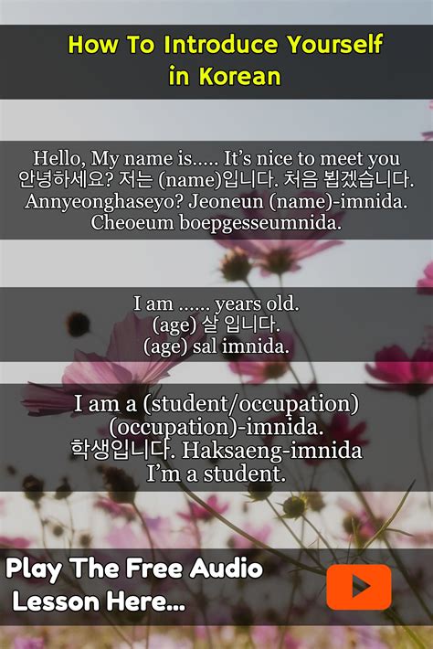 Introducing yourself may 21, 2020 billy 2 comments. Korean Phrases: How To Introduce Yourself in Korean | How to introduce yourself, Korean phrases ...