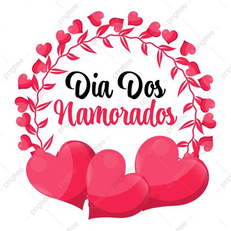 Dia Dos Namorados Vector Art Png Dia Dos Namorados With Decorative Pink Hearts And Nice Heart