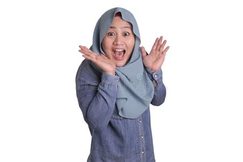Cute Muslim Lady Shows Shocked Surprised Face With Open Mouth Stock Image Image Of Person