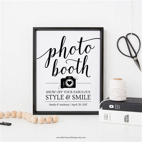 Printable Photo Booth Sign Wedding Photobooth Template Etsy