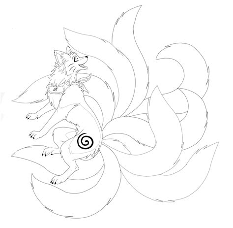 The 9 Tailed Naru Fox Lineart By Goiku On Deviantart