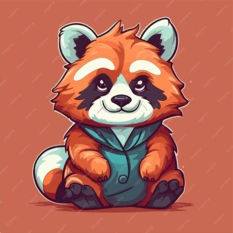 Premium Vector A Cartoon Of A Red Panda Sitting On A Brown Background