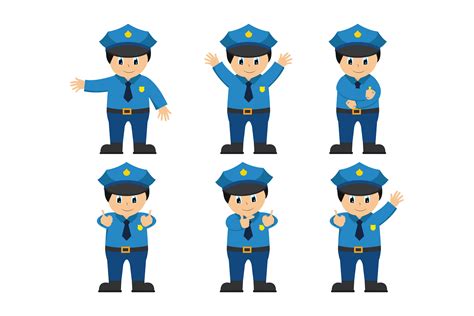 Cute Police Kids Cartoon Collection Graphic By Cacingtanahdesign