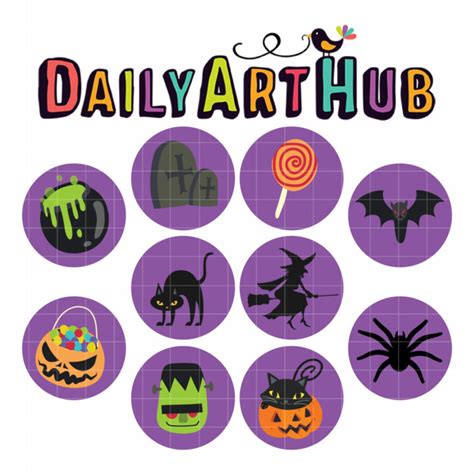 Spooky Halloween Icons Clip Art Set Daily Art Hub Graphics Alphabets And Svg
