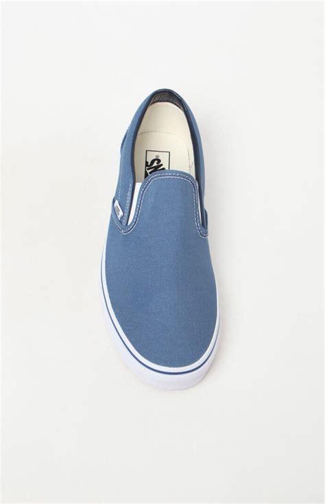 Vans Classic Blue Slip On Shoes In Slip On Shoes Navy Blue Vans