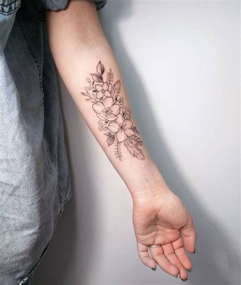 Flowers Feathers Botanical Forearm Tattoo Idea Ib Tattooing Irene B