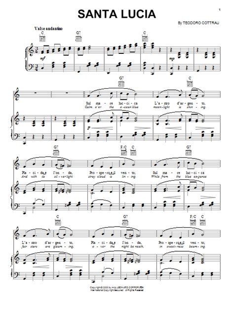 Night walks with a heavy step round yard and hearth, as the sun. Santa Lucia | Sheet Music Direct