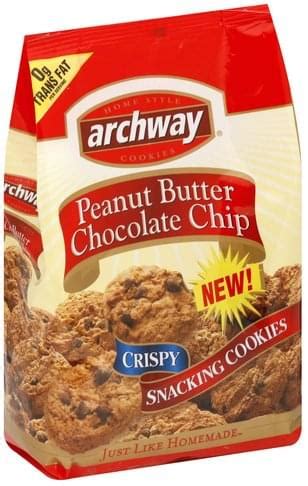 There are 120 calories in 1 cookie (26 g) of archway cookies chocolate chip cookies. Archway Peanut Butter Chocolate Chip Homestyle Cookies - 14 oz, Nutrition Information | Innit