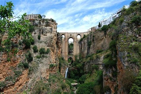 View Of The New Bridge And Gorge Ronda Spain Stock Image Image Of