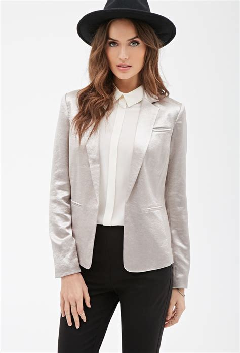 Metallic Satin Blazer Outerwear Women Satin Blazer Fashion