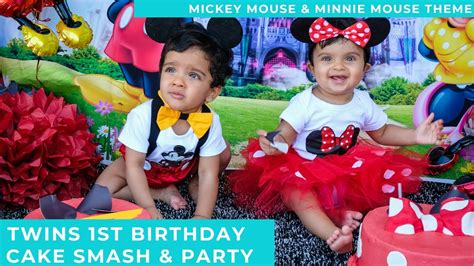 Twins 1st Birthday Cake Smash And Party Mickey Mouse And Minnie Mouse
