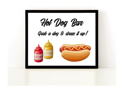 Printable Hot Dog Bar Sign Printable Table Sign Hot Dog Sign Etsy