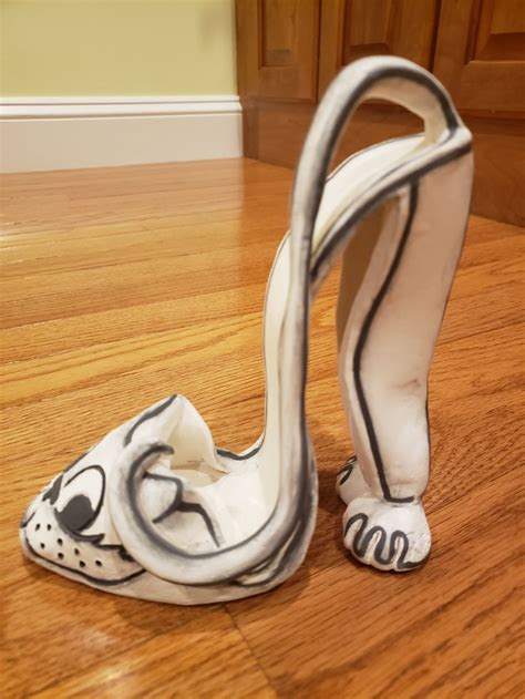High Heel Cat Shoe By Rita Aris 2020 Clay Black Underglaze 6 X 6