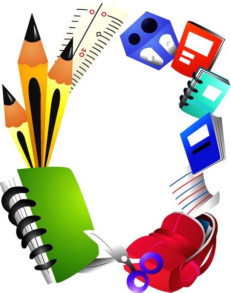 School Supplies Border Clipart Royalty Free Library - School Borders png image