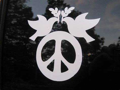 Peace Sign Decal Dove Of Peace Vinyl Car Decal Peace Sign Etsy