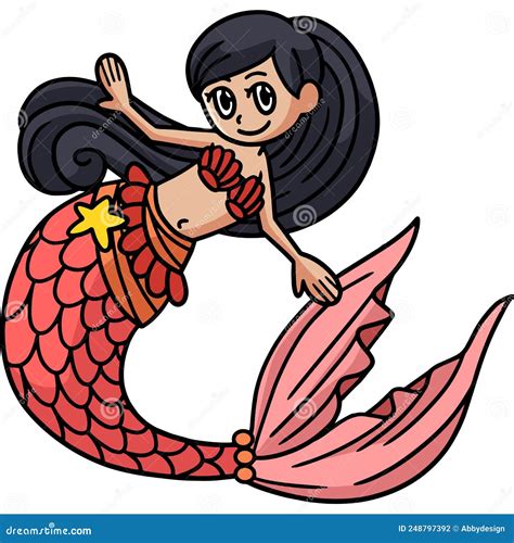 Dancing Mermaid Cartoon Colored Clipart Stock Vector Illustration Of Cute Water 248797392
