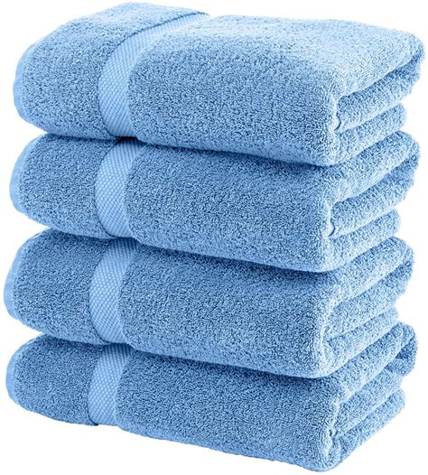 White Classic Luxury Bath Towels Cotton Hotel Spa Towel 27x54 4 Pack