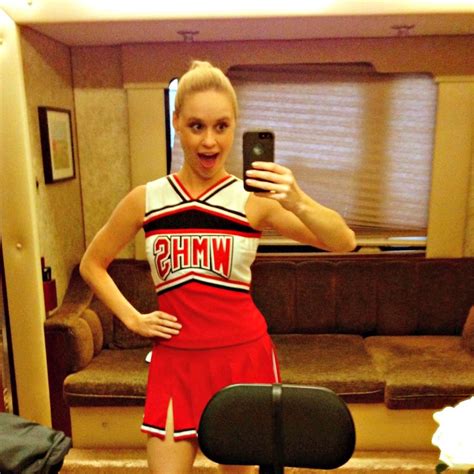 The Cheerio You Love To Hate Glees Becca Tobin Takes Us Behind The Scenes With Her Co Stars