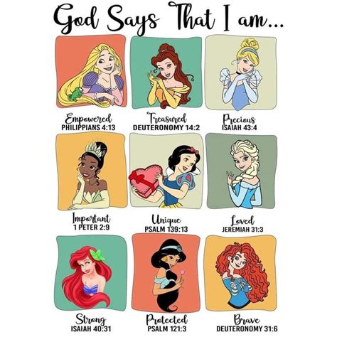 Some Disney Princesses With The Names Of Them In Their Respective Colors And Fonts