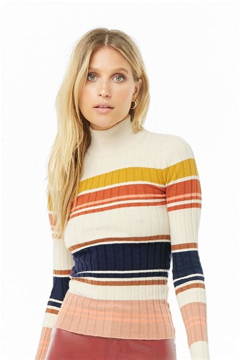 Striped Turtleneck Sweater Sweaters Women Fashion Retro Fashion