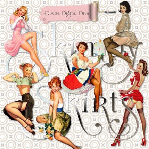 Vintage Pinup Girls Skimpy Skirts Retro 1950s 1940s Etsy