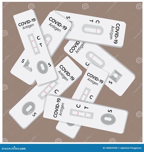 Vector Illustration Of Multiple Antigen Test Kits Stacked On Top Of