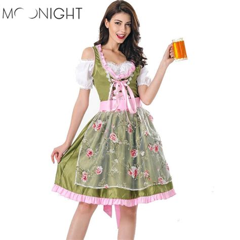 moonight halloween german beer girl costume oktoberfest costume maid germany bavarian print