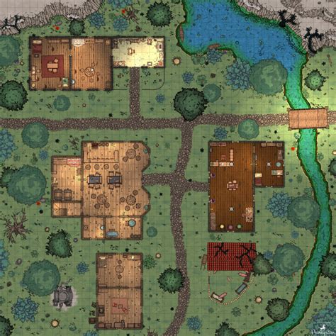 Crossroads Settlement 30x40 Battlemaps Fantasy City Map Dnd World