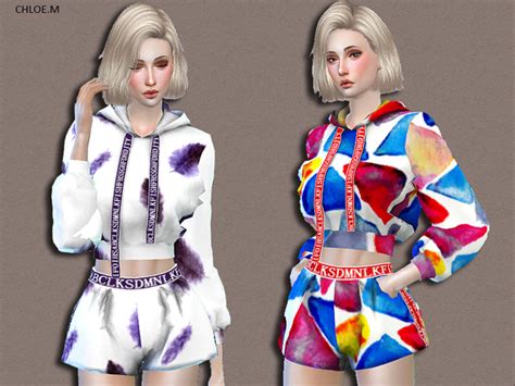 Sport Hoodie And Shorts 2 By Chloemmm Sims 4 Female Clothes