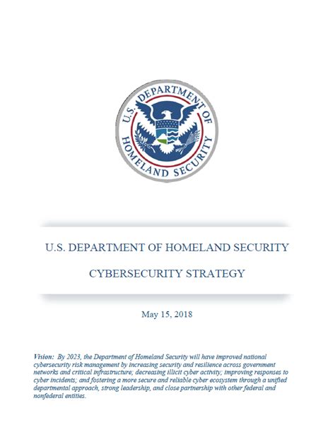 Department Of Homeland Security Cybersecurity Strategy 2018 Public