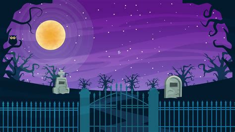 Happy Halloween Animated Scene With Ghost In Cemetery 4k