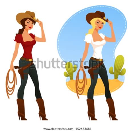 Cute Cartoon Illustration Beautiful Rodeo Girl Stock Vector Royalty Free 152633681 Shutterstock