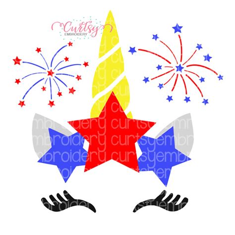 4th of July Unicorn SVG File - Curtsy Embroidery