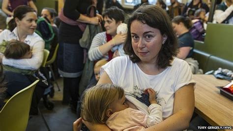 Hungary Mothers In Mcdonalds Breast Feeding Protest Bbc News
