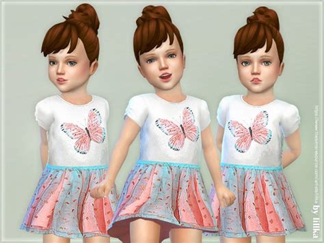 The Sims Resource Butterfly Toddler Dress By Lillka • Sims 4 Downloads
