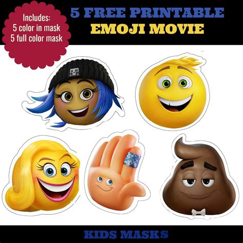 5 Free Printable Emoji Movie Mask For Kids