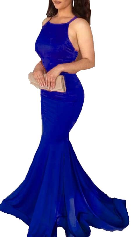 Bessdress Mermaid Sexy Evening Dresses Halter Open Back Party Bridesmaid Dresses For Wedding