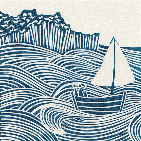 Sea Days Original Linocut Print Michellehughesdesign Woodcuts Prints