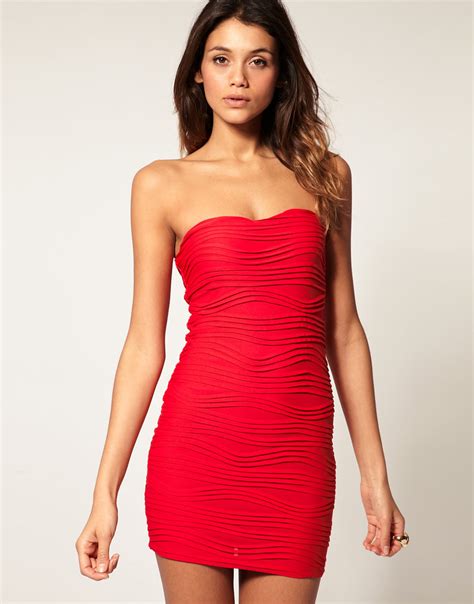 Asos Mini Strapless Dress With Sweetheart Neckline In Red Lyst