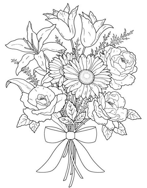 Flower Bouquet Flower Bouquet For Valentine Day Coloring Page