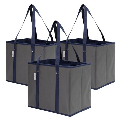 Reusable Grocery Shopping Box Bags Navygrey 3 Pack Pomatree