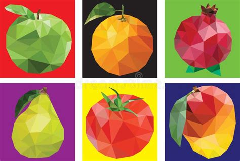 Mix Fruits Background Polygon Illustration Graphic Stock Illustration