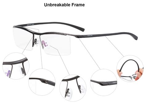 Agstum Pure Titanium Half Rimless Business Glasses Frame Eyeglasses