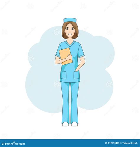 Caucasian Female Nurse In Blue Uniform Stock Vector Illustration Of