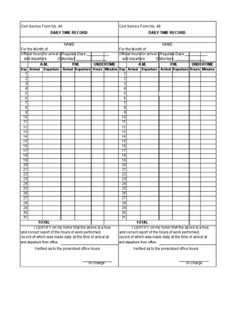 Daily Time Record Daily Time Record Pdf Business